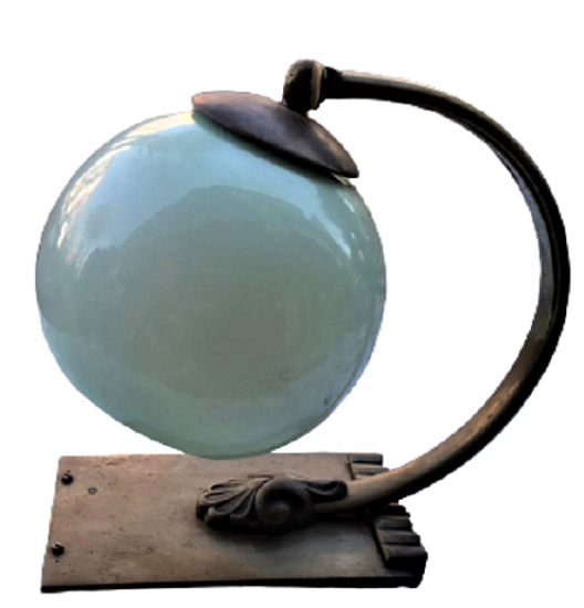 1950 OPAL CAMLI BRONZ AYAKLI CALIŞMA MASA ÜZERİ AYDINLATMA LAMBA