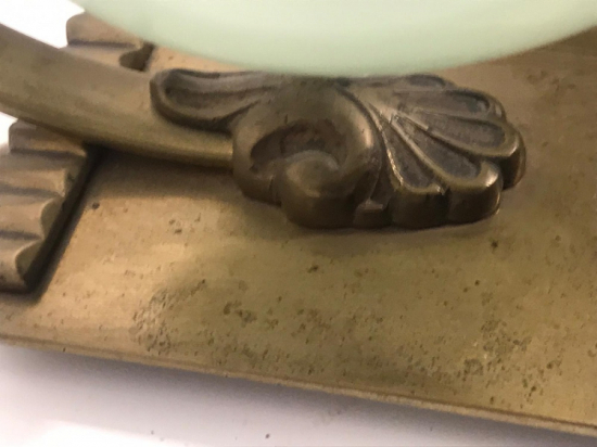 1950 OPAL CAMLI BRONZ AYAKLI CALIŞMA MASA ÜZERİ AYDINLATMA LAMBA