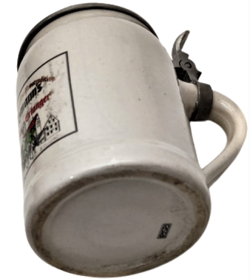 RİTZMANN BEER DEKORATİF KULP VE KAPAKLI SERAMİK ALMAN TANKART BİRA KUPASI